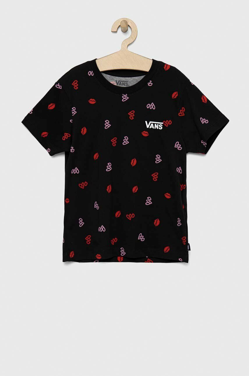 Vans Памучна тениска VALENTINES PRINT BOXY Black В черно - Pepit.bg