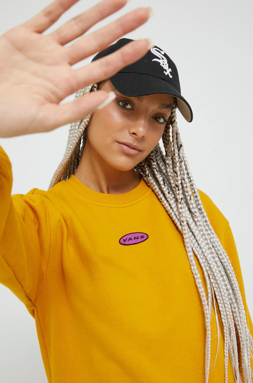 Vans Суичър в жълто с изчистен дизайн - Pepit.bg