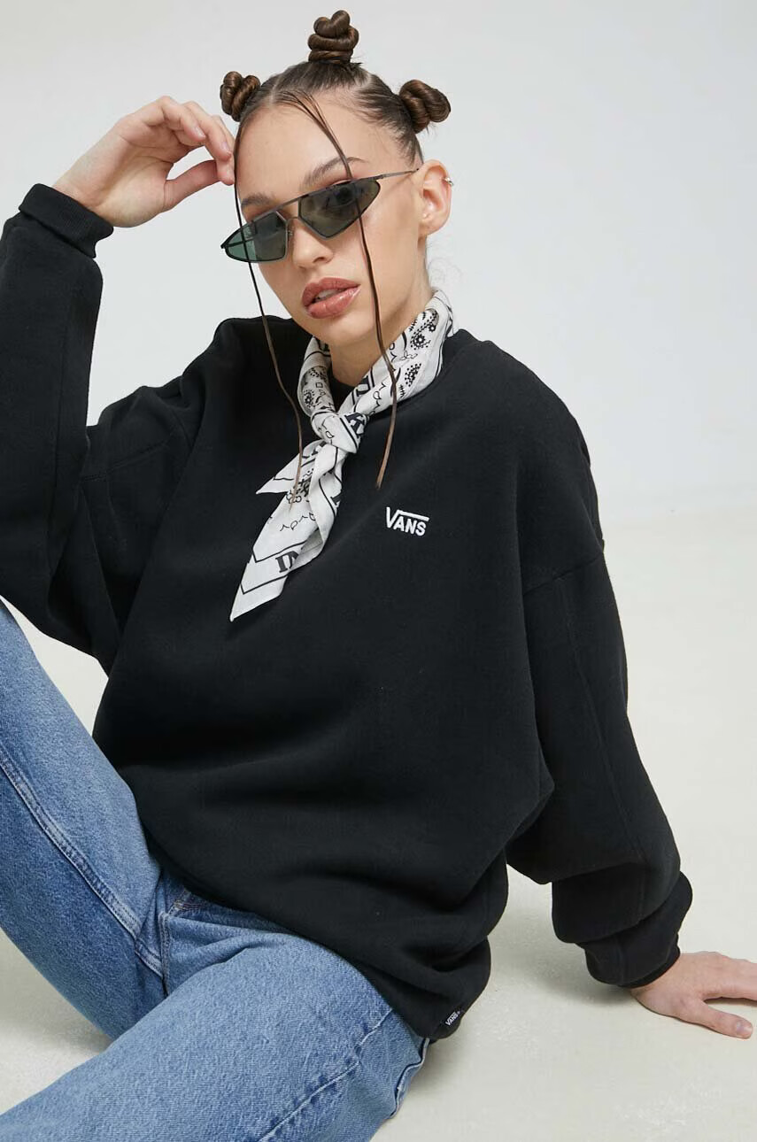 Vans Суичър в черно с качулка с апликация - Pepit.bg