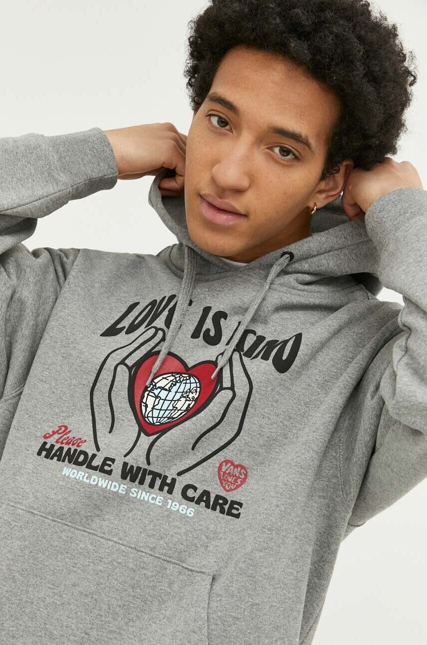 Vans Суичър в сиво с качулка с десен - Pepit.bg