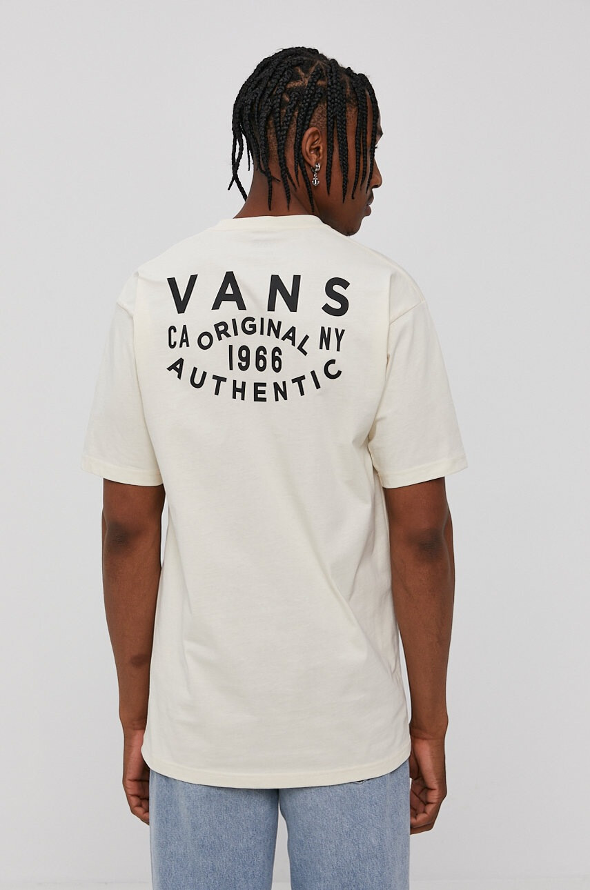 Vans Тениска мъжка в кремаво с принт - Pepit.bg