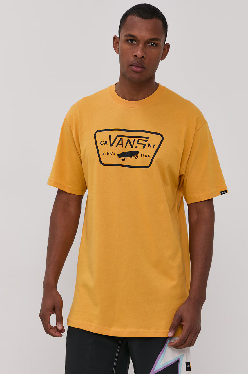 Vans Тениска мъжка в жълто с принт - Pepit.bg