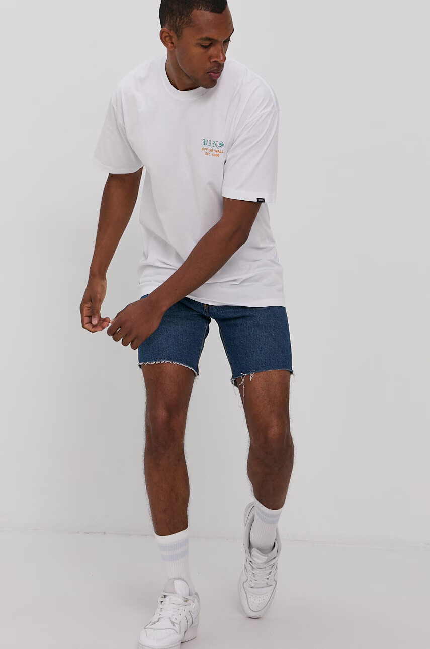 Vans Тениска мъжка в бяло с принт - Pepit.bg