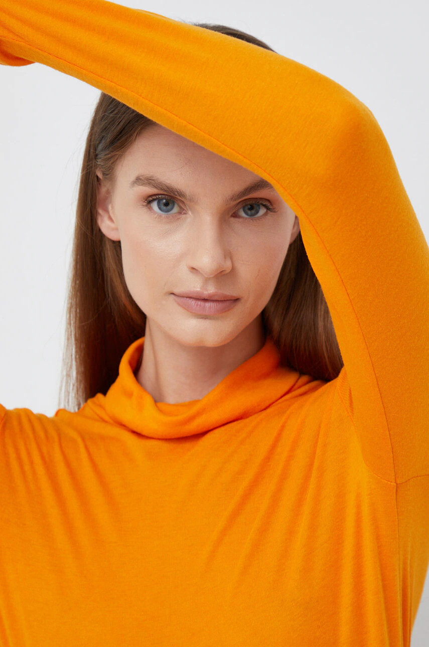 Vero Moda Блуза с дълги ръкави в оранжево с поло - Pepit.bg