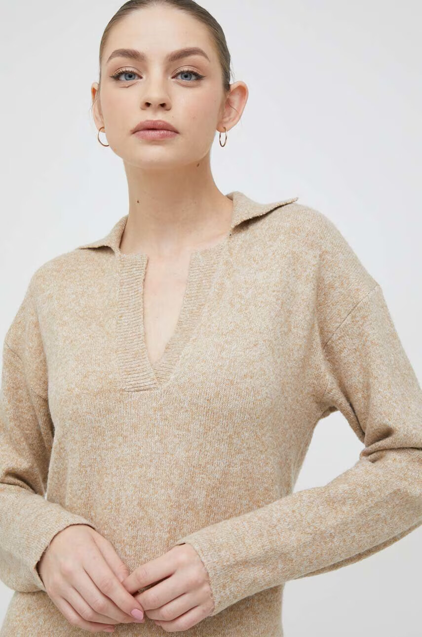 Vero Moda Рокля в бежово къс модел със стандартна кройка - Pepit.bg