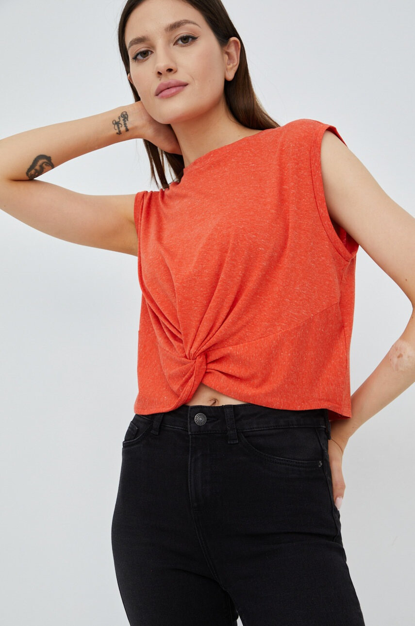 Vero Moda Топ с лен в оранжево - Pepit.bg