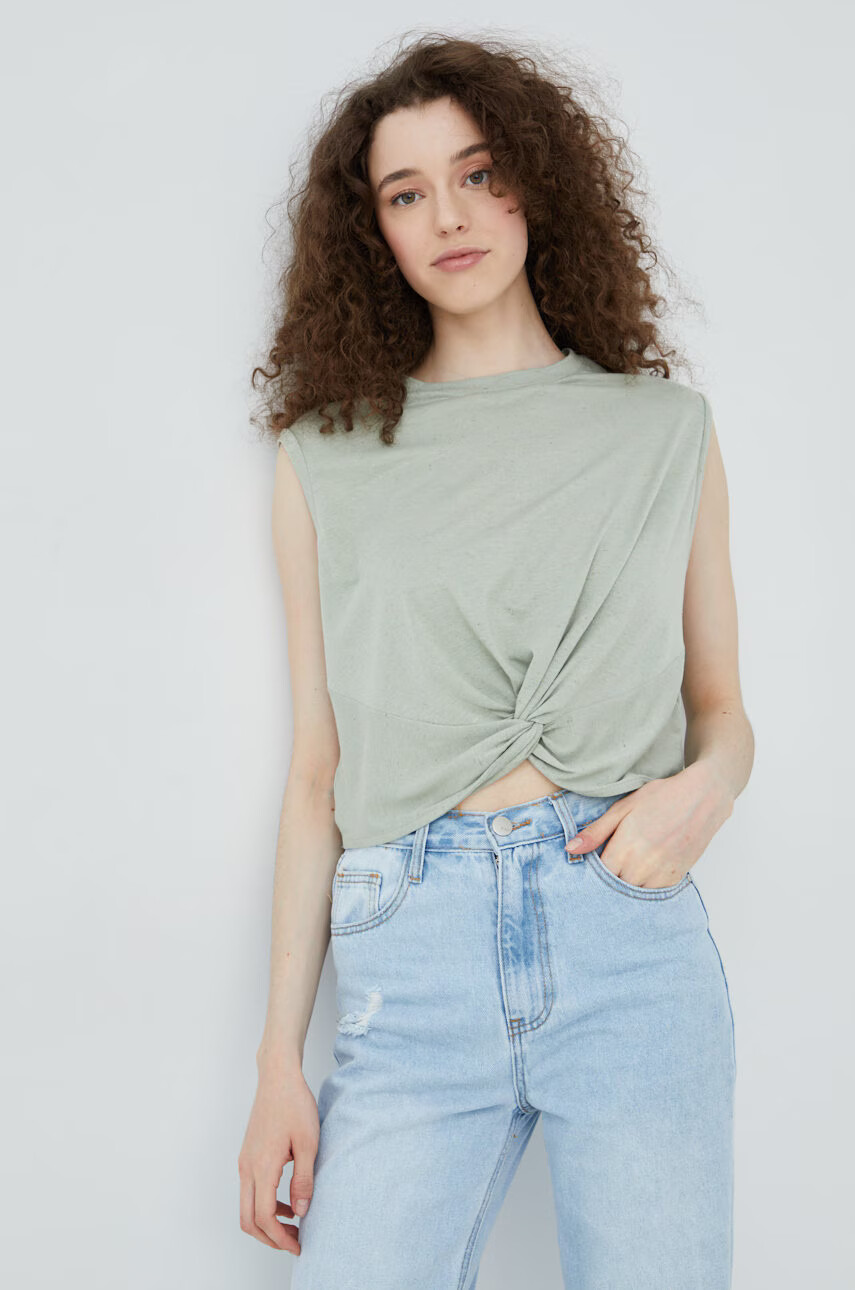 Vero Moda Топ с лен в зелено - Pepit.bg