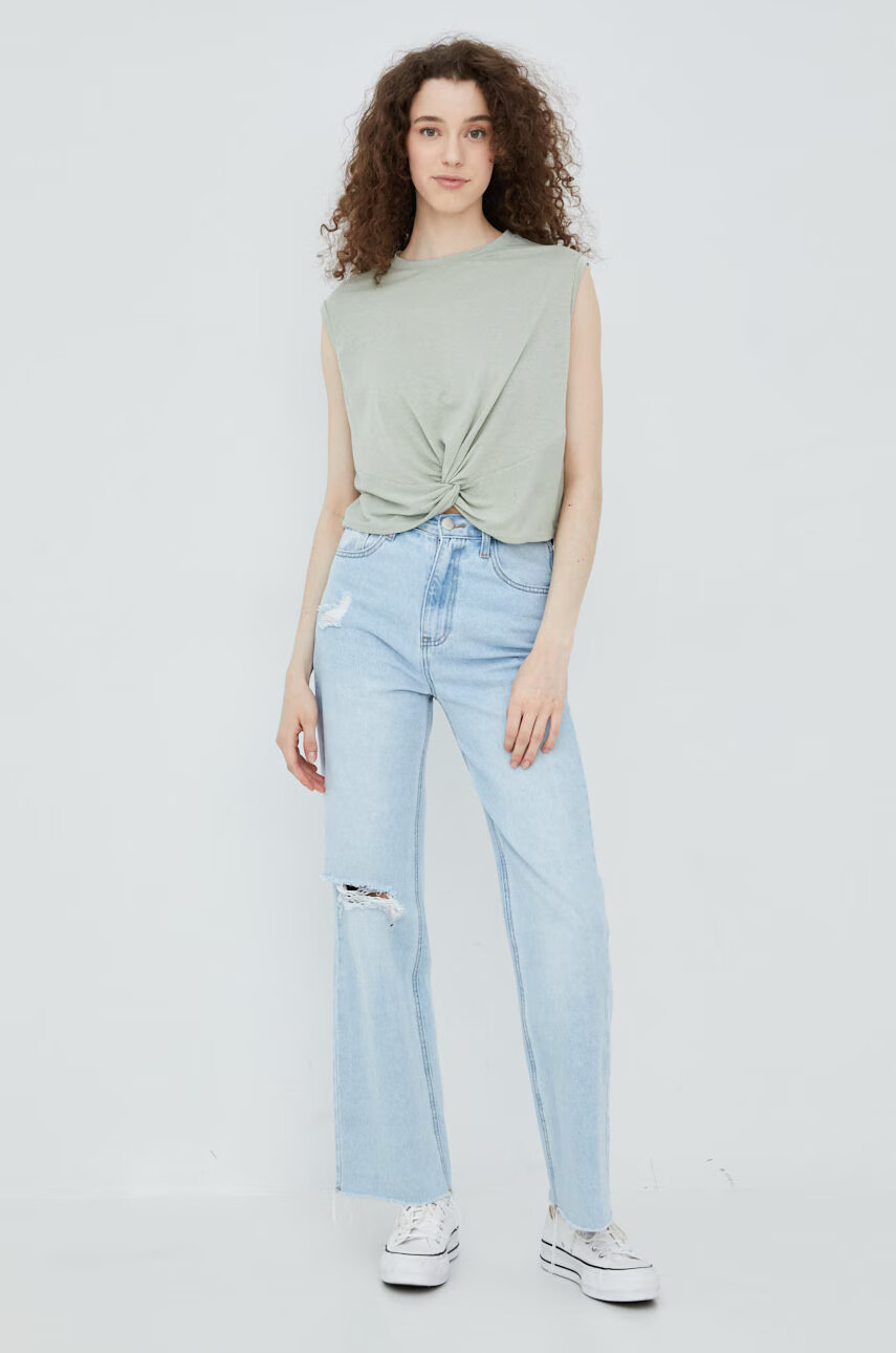 Vero Moda Топ с лен в зелено - Pepit.bg