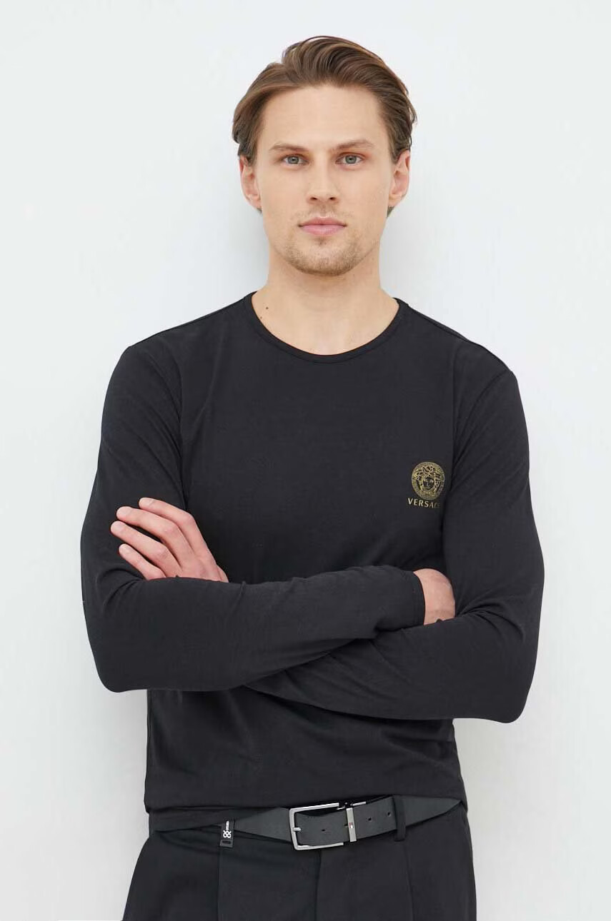 Versace Блуза с дълги ръкави в черно с принт - Pepit.bg