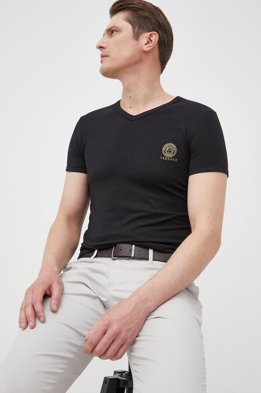 Versace Тениска в черно с принт - Pepit.bg