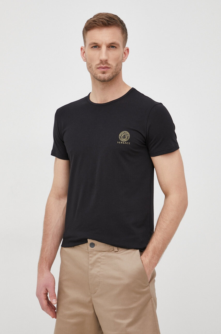 Versace Тениска в черно с принт - Pepit.bg