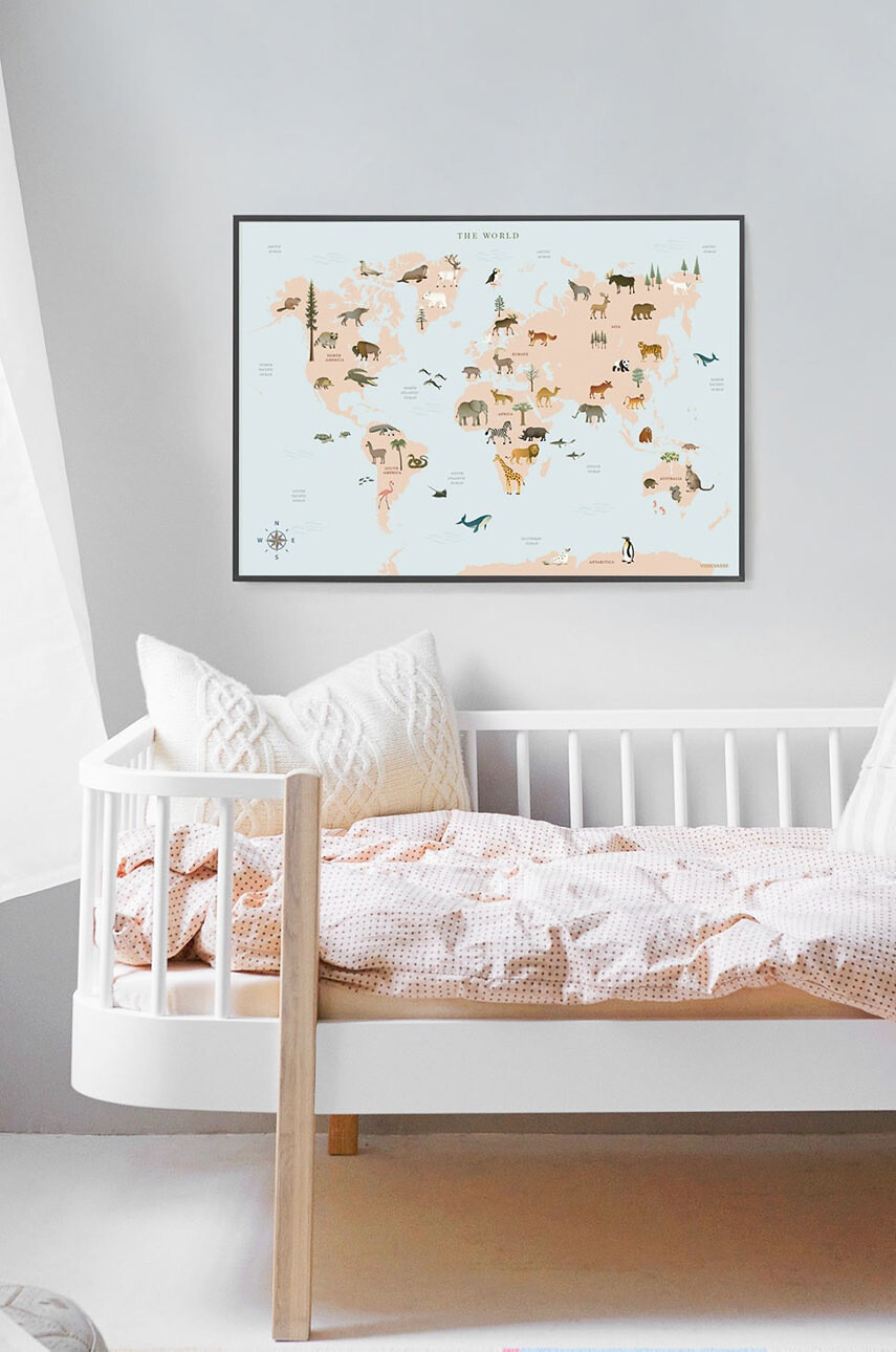 Vissevasse Постер World Map Animal 50x70 cm - Pepit.bg