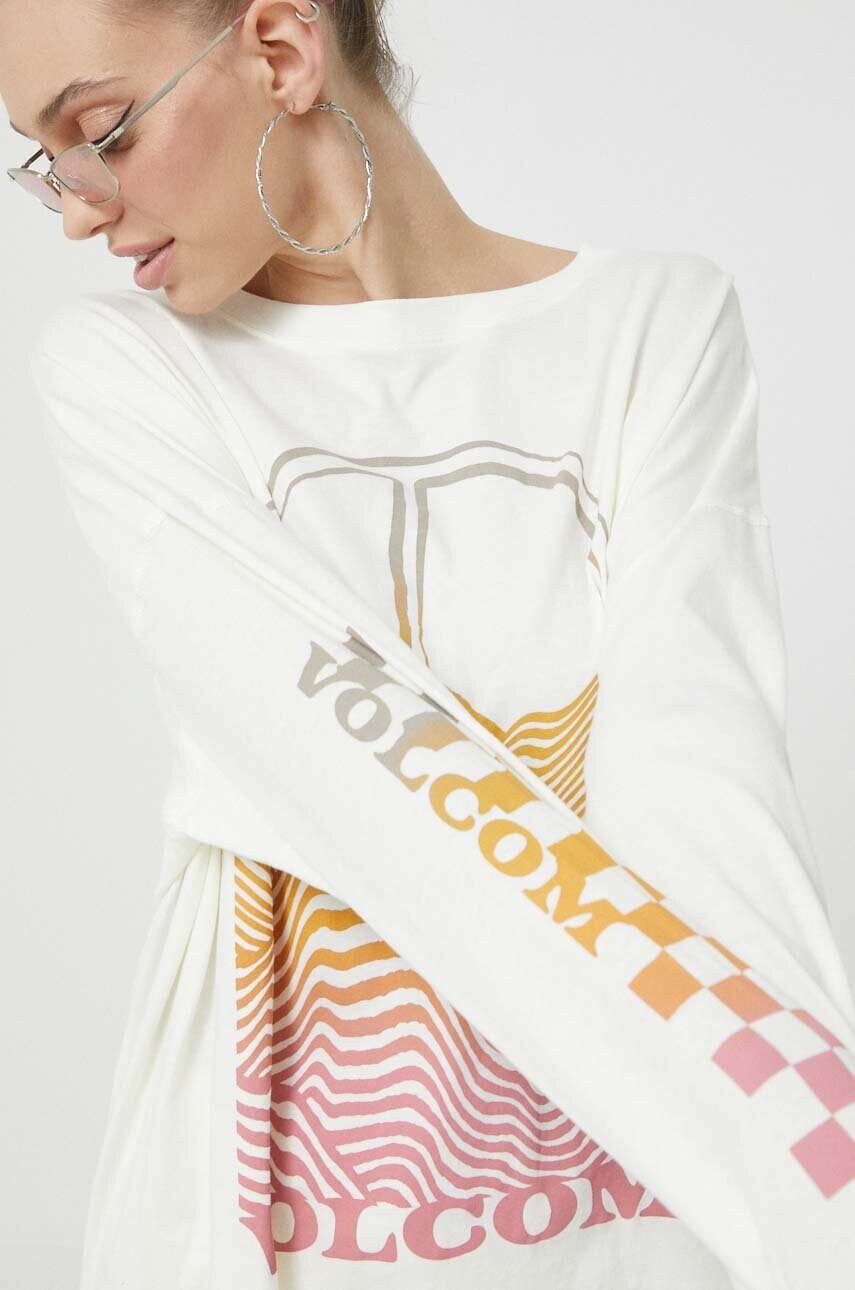 Volcom Памучна блуза с дълги ръкави в бежово - Pepit.bg
