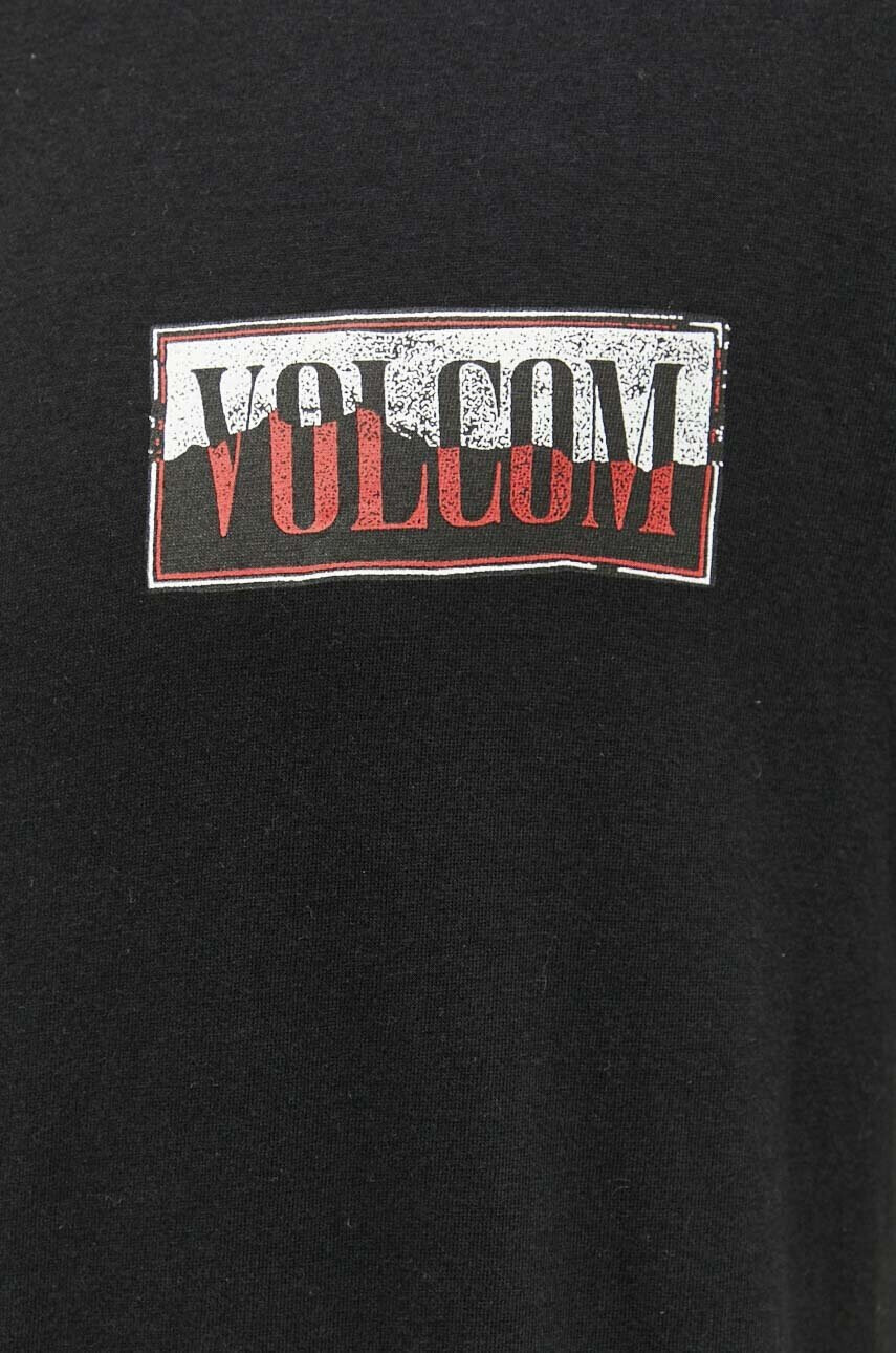 Volcom Памучна тениска в черно с десен - Pepit.bg