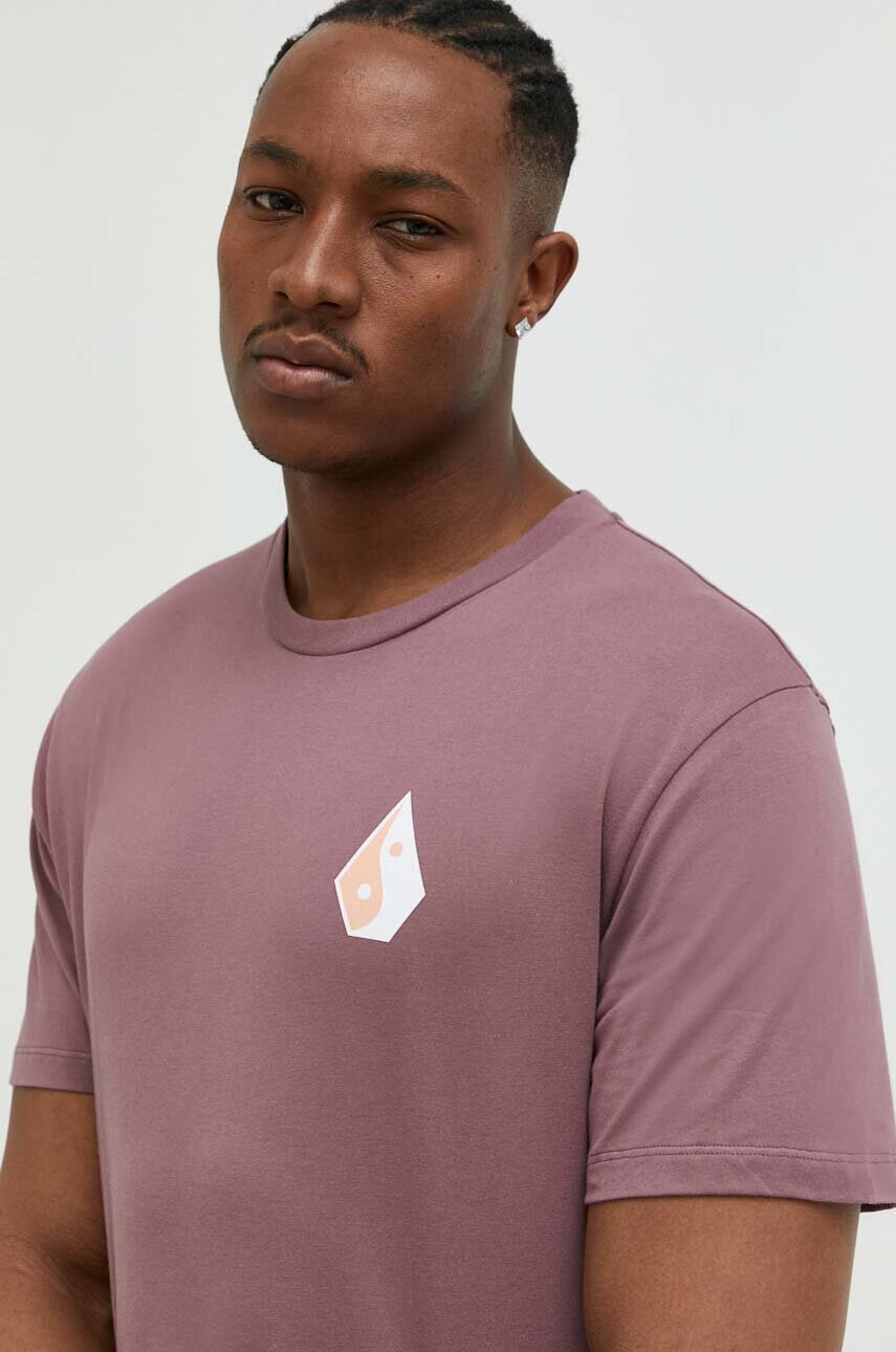 Volcom Памучна тениска в розово с принт - Pepit.bg