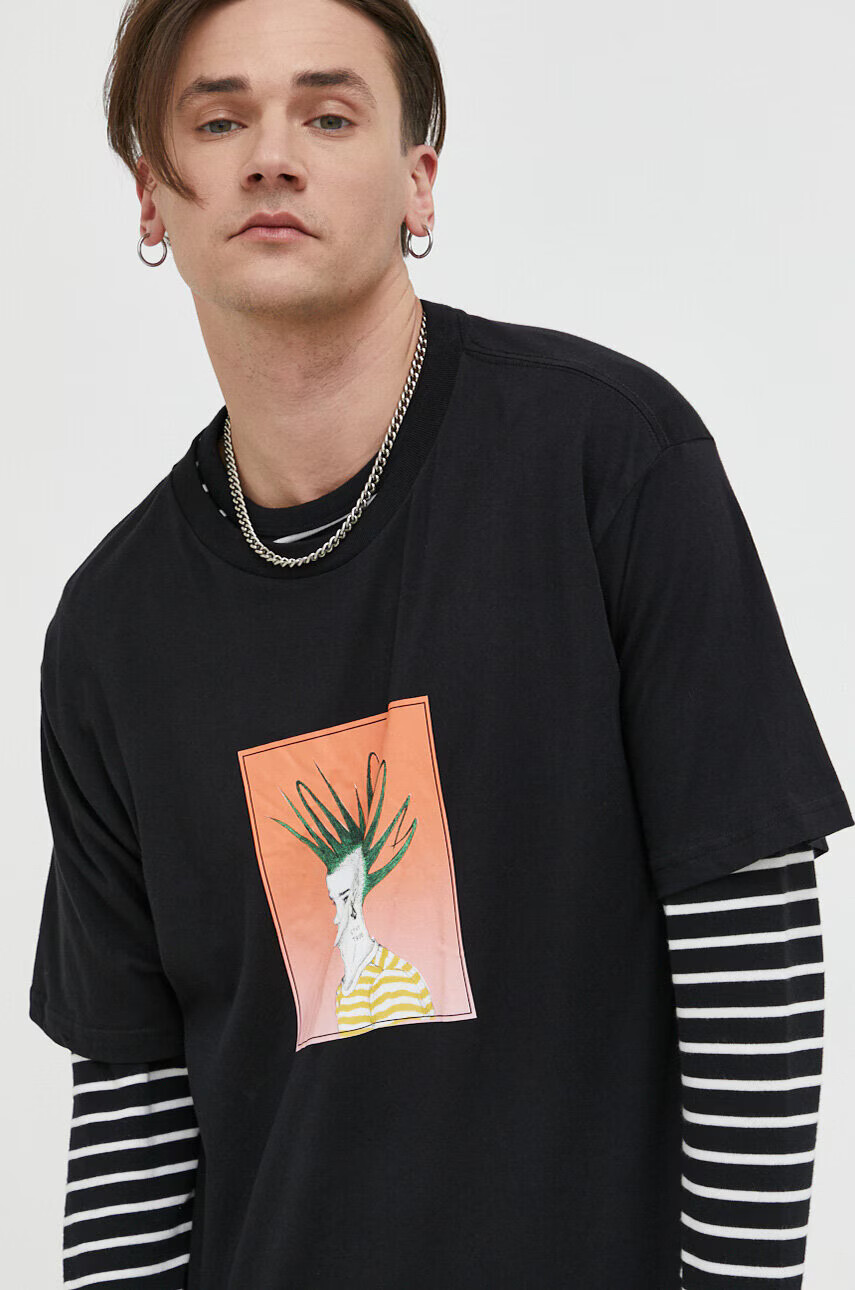 Volcom Памучна тениска X Justin Hager в черно с принт - Pepit.bg