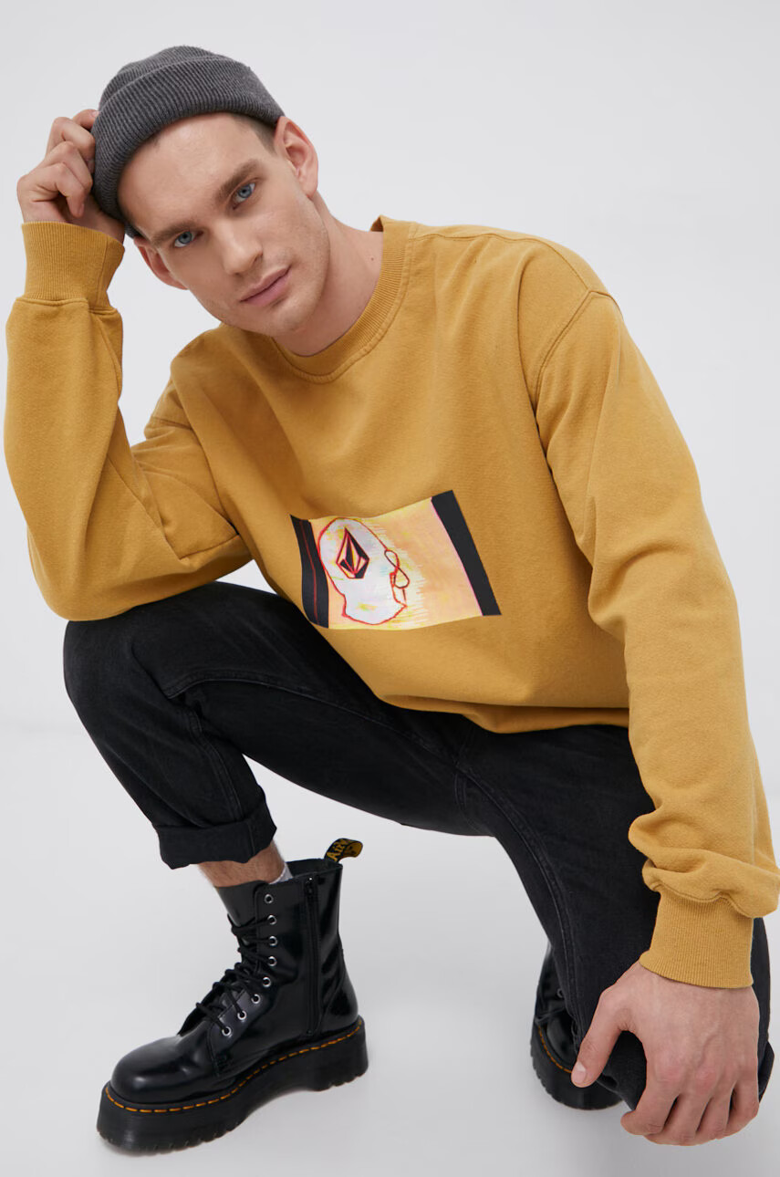 Volcom Суичър x Animoscillator мъжки в жълто с принт - Pepit.bg