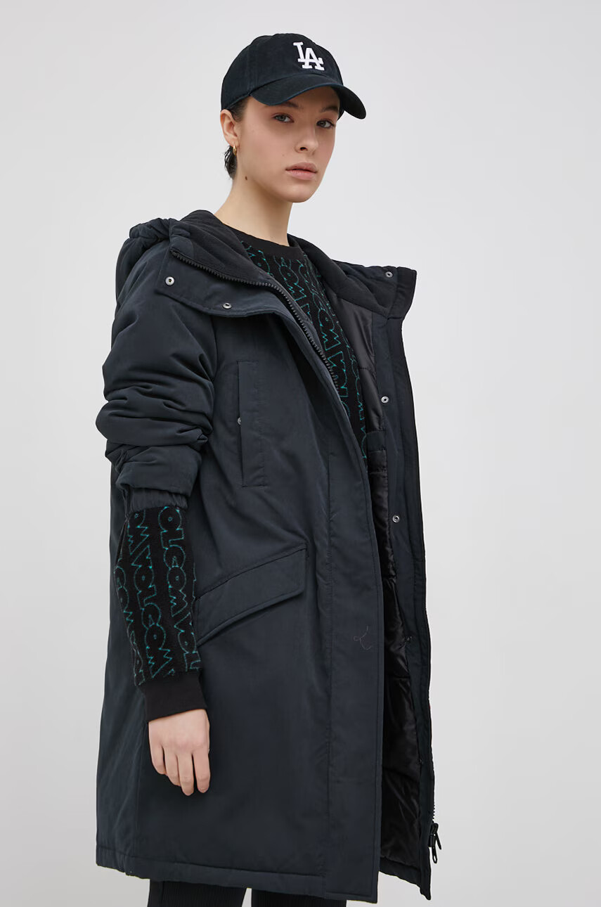 Volcom Яке в черно със зимна изолация с уголемена кройка - Pepit.bg