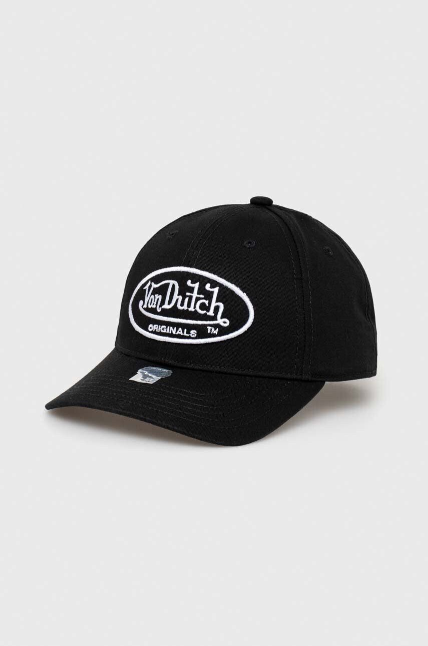 Von Dutch Памучна шапка с козирка в черно с апликация - Pepit.bg
