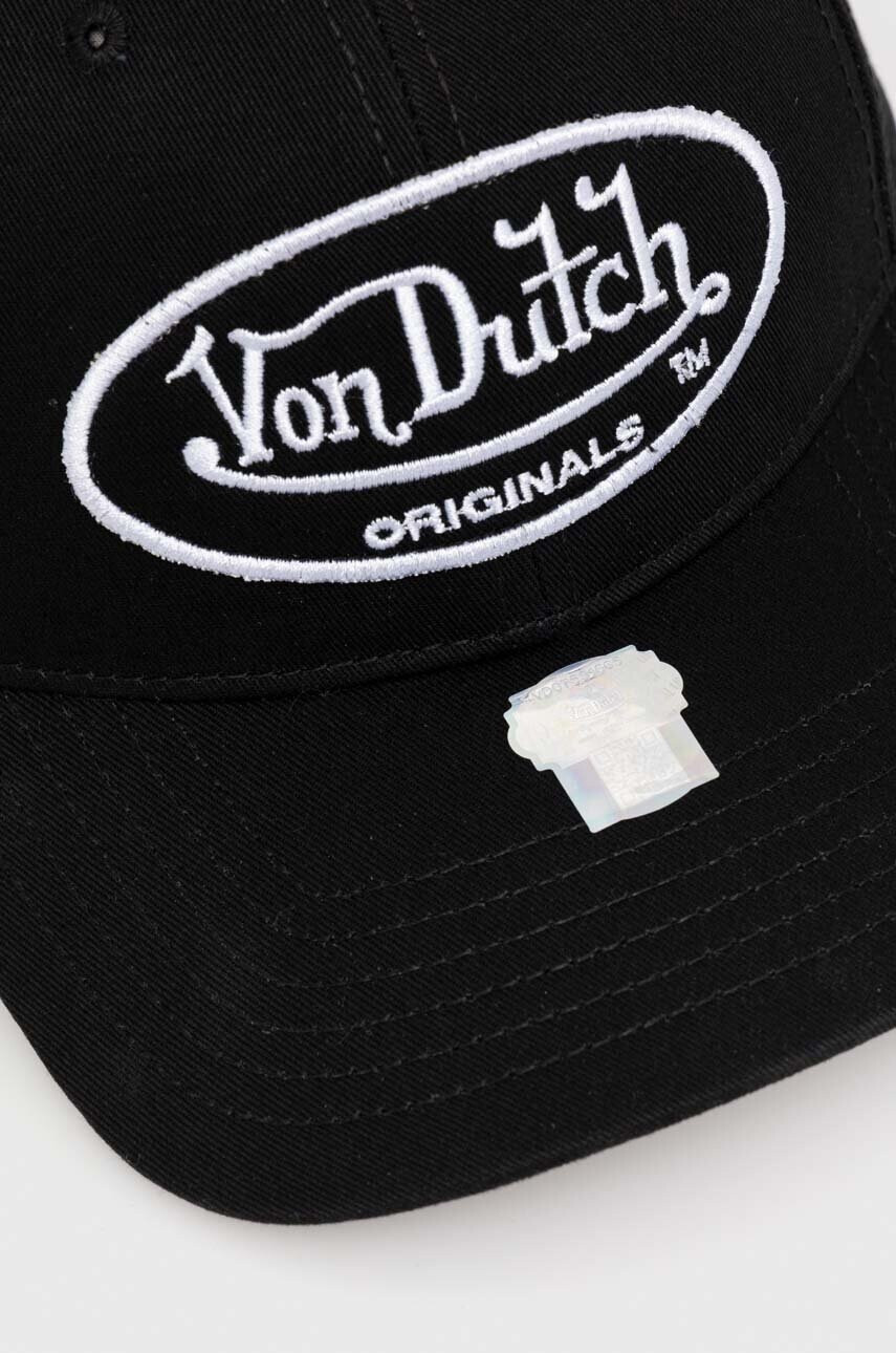 Von Dutch Памучна шапка с козирка в черно с апликация - Pepit.bg