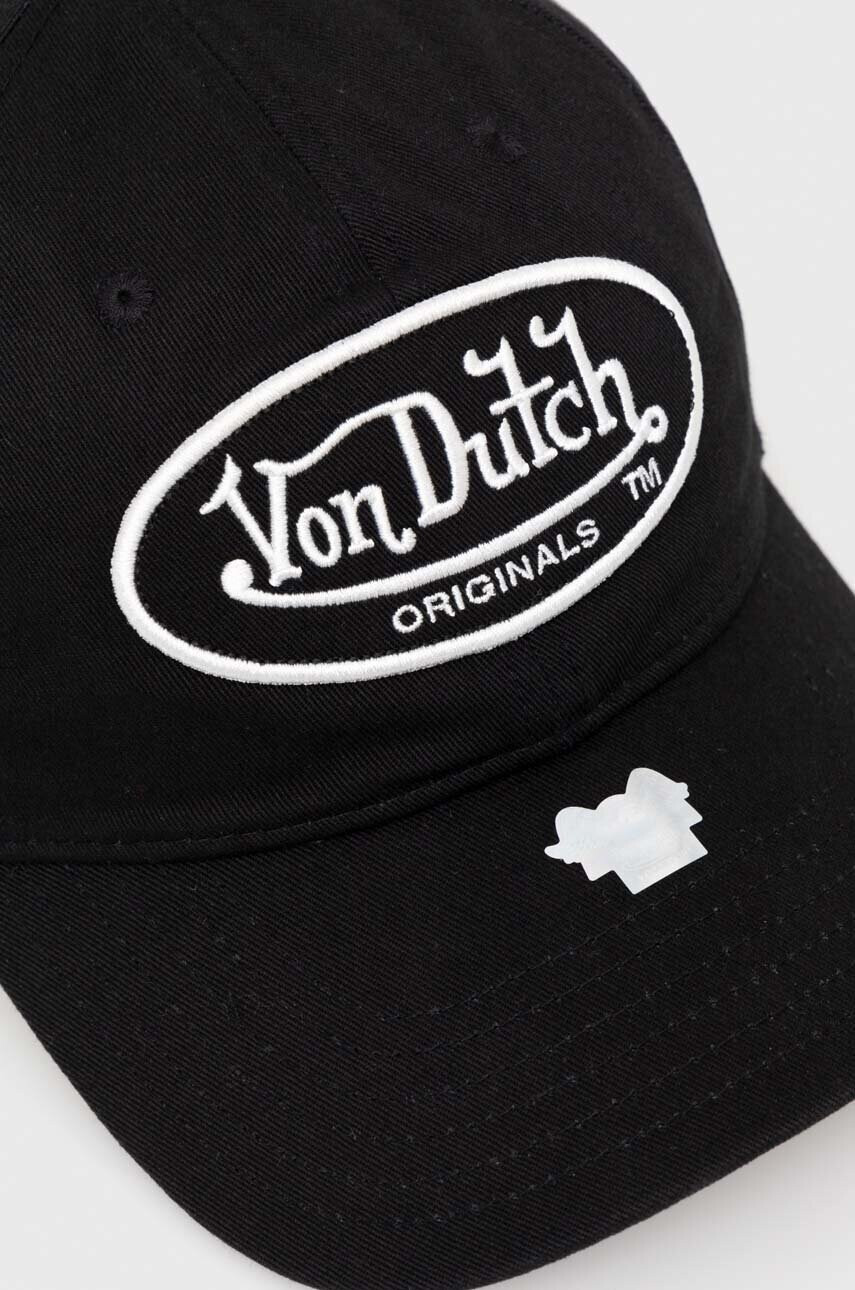 Von Dutch Памучна шапка с козирка в черно с апликация - Pepit.bg