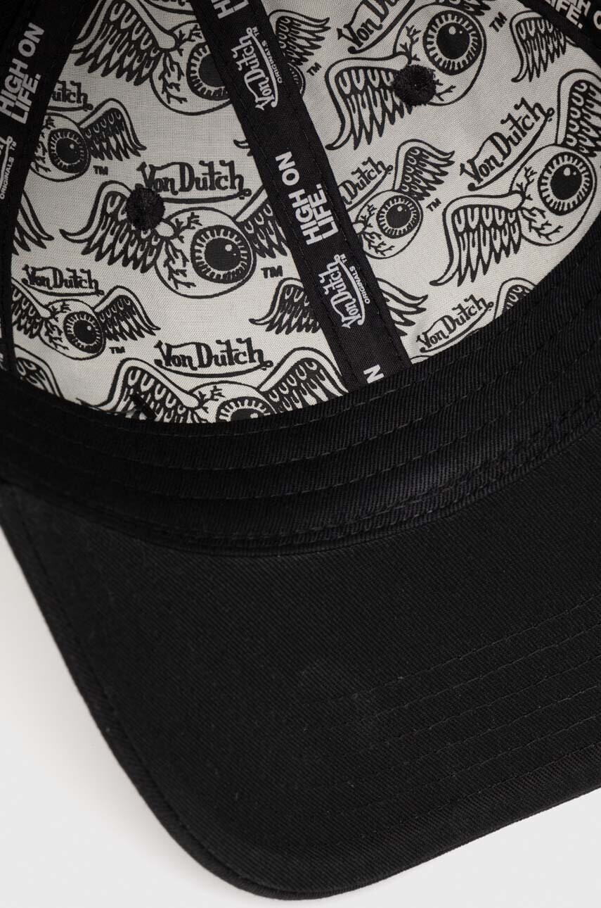 Von Dutch Памучна шапка с козирка в черно с апликация - Pepit.bg
