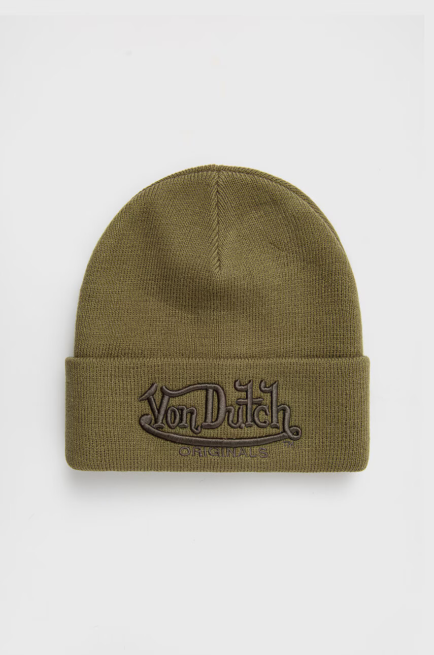 Von Dutch Шапка в зелено от плътен трикотаж - Pepit.bg