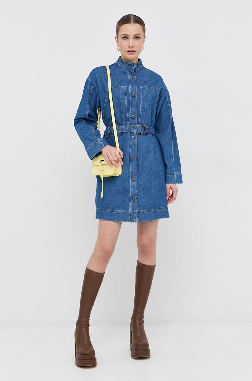 Weekend Max Mara Дънкова рокля в тъмносиньо къса със стандартна кройка - Pepit.bg