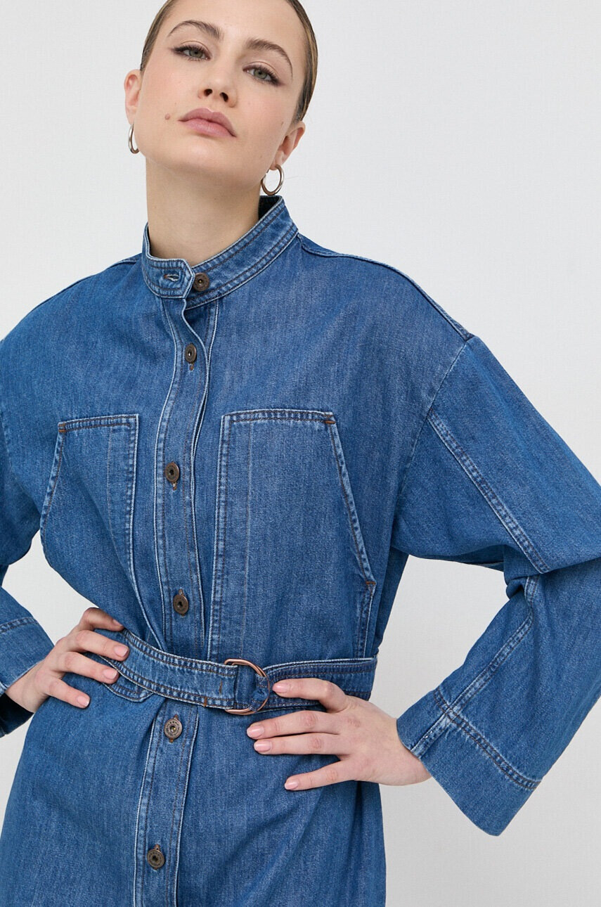 Weekend Max Mara Дънкова рокля в тъмносиньо къса със стандартна кройка - Pepit.bg