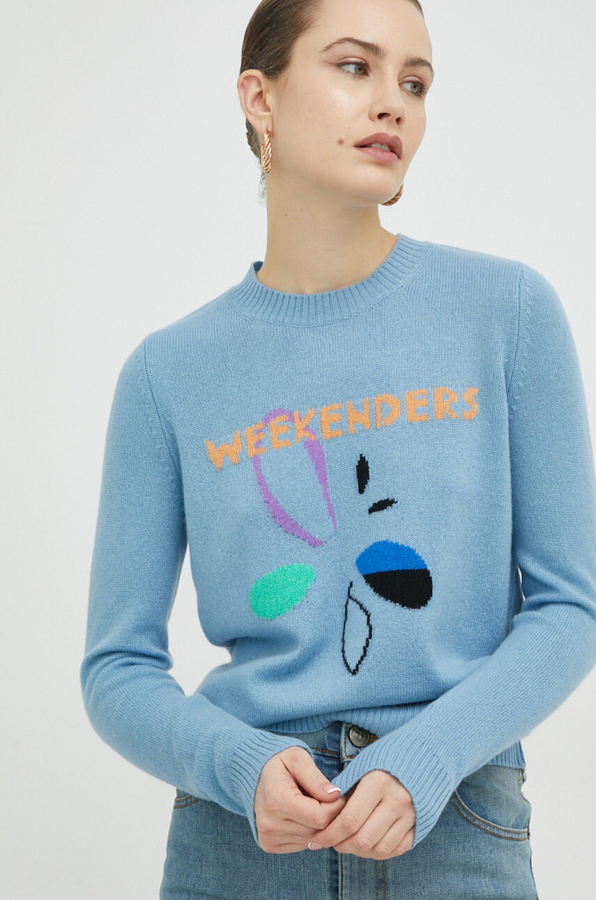 Weekend Max Mara Кашмирен пуловер дамски в синьо от лека материя - Pepit.bg