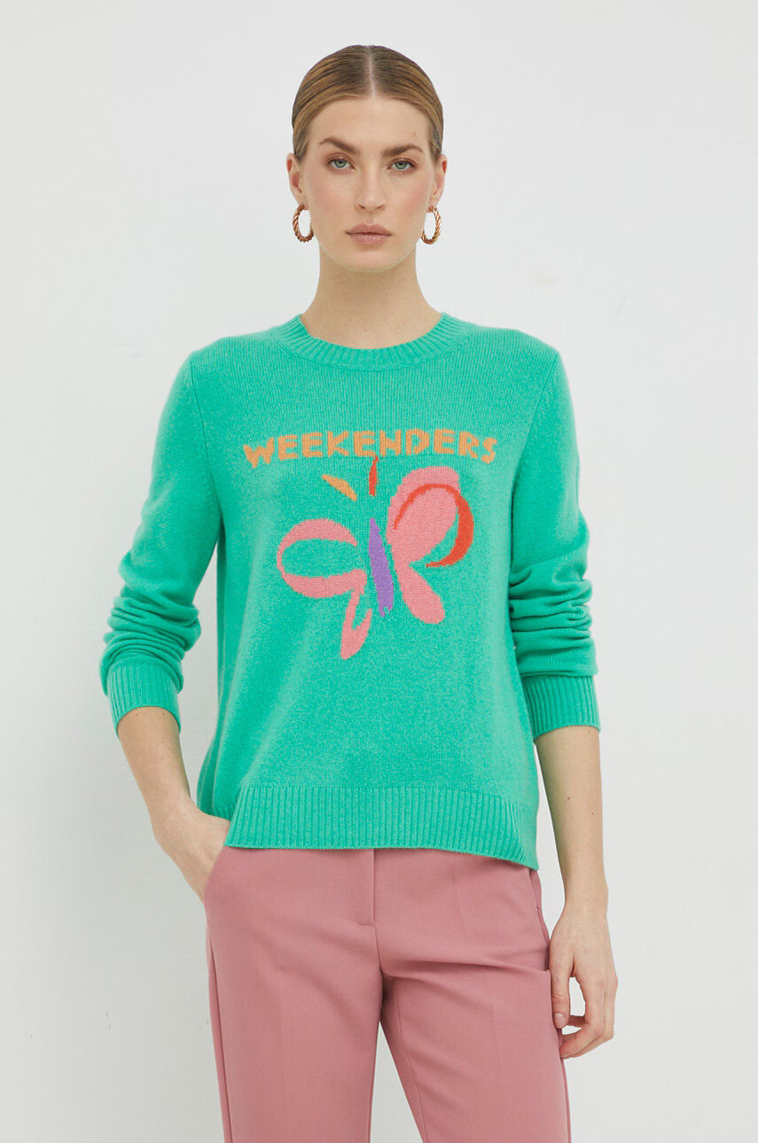 Weekend Max Mara Кашмирен пуловер дамски в зелено от лека материя - Pepit.bg