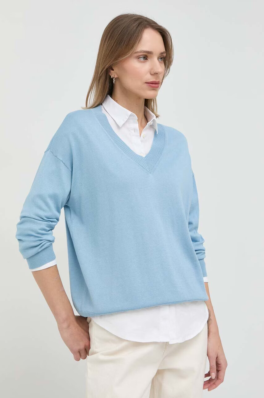 Weekend Max Mara Копринен пуловер в синьо от лека материя - Pepit.bg