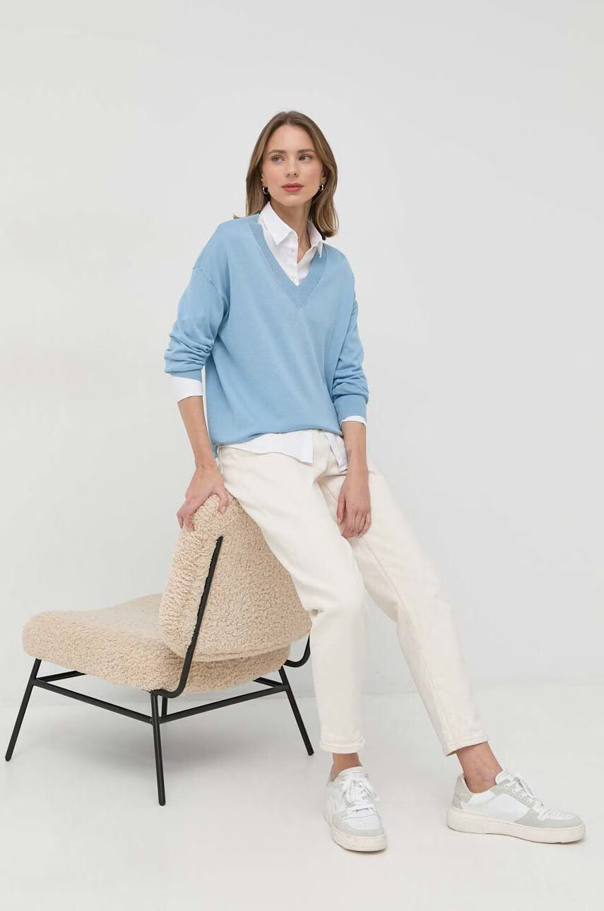 Weekend Max Mara Копринен пуловер в синьо от лека материя - Pepit.bg