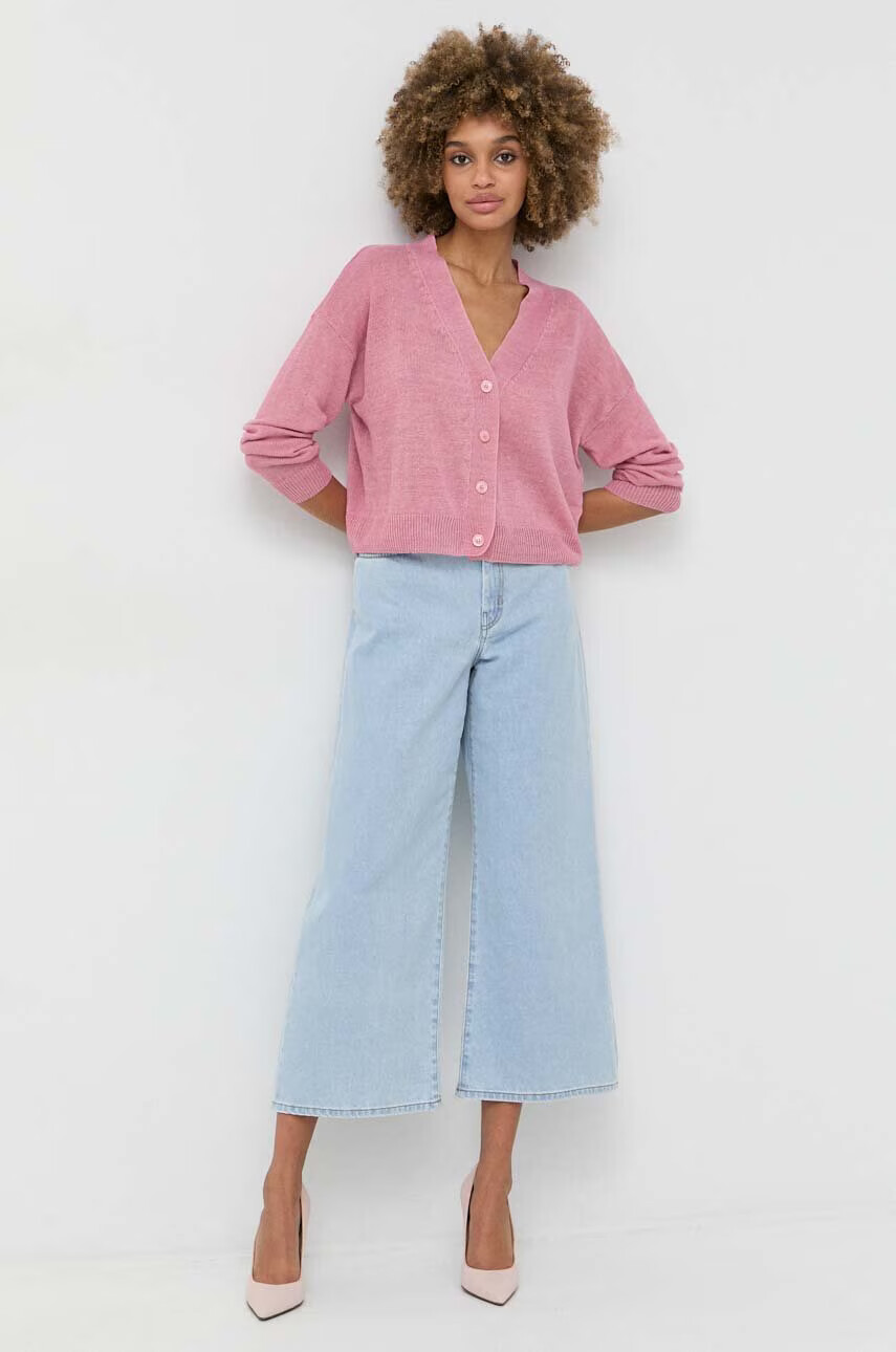 Weekend Max Mara Ленена жилетка в розово от лека материя - Pepit.bg