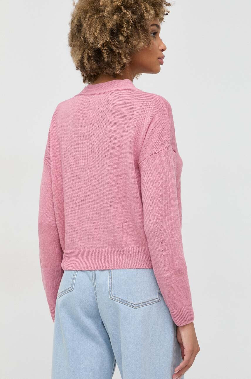 Weekend Max Mara Ленена жилетка в розово от лека материя - Pepit.bg