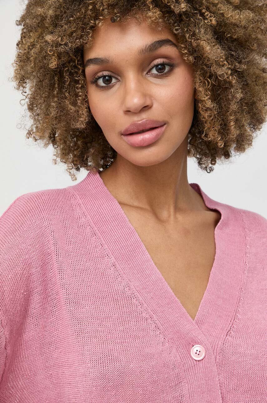 Weekend Max Mara Ленена жилетка в розово от лека материя - Pepit.bg