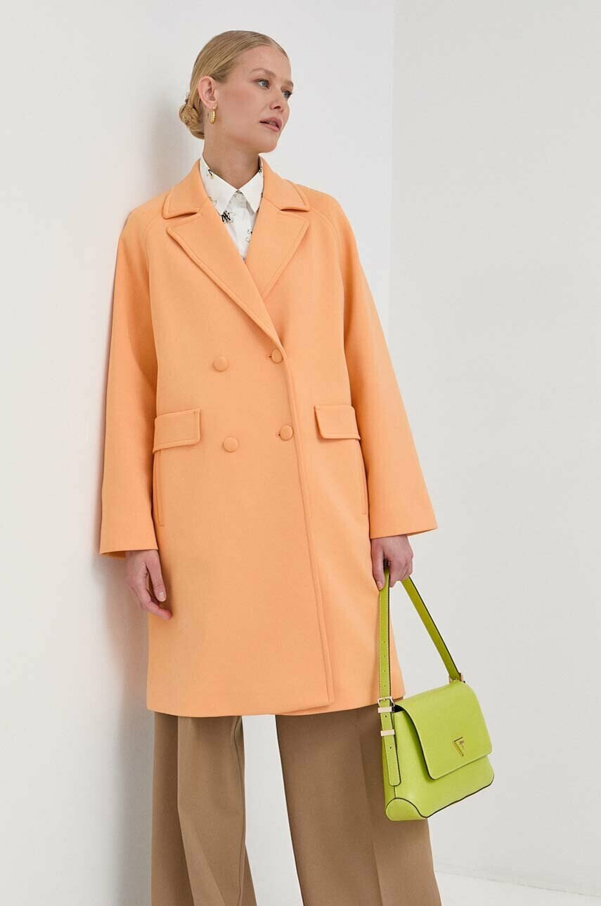 Weekend Max Mara Палто в оранжево преходен модел с двуредно закопчаване - Pepit.bg