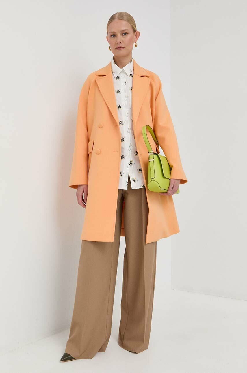 Weekend Max Mara Палто в оранжево преходен модел с двуредно закопчаване - Pepit.bg