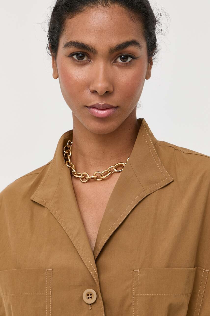 Weekend Max Mara Памучен гащеризон в бежово от памук с яка - Pepit.bg