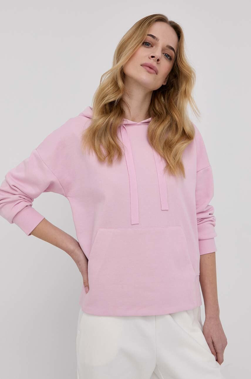 Weekend Max Mara Памучен суичър дамска в розово с изчистен дизайн - Pepit.bg