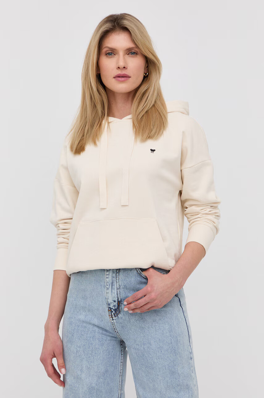 Weekend Max Mara Памучен суичър дамска в бежово с изчистен дизайн - Pepit.bg