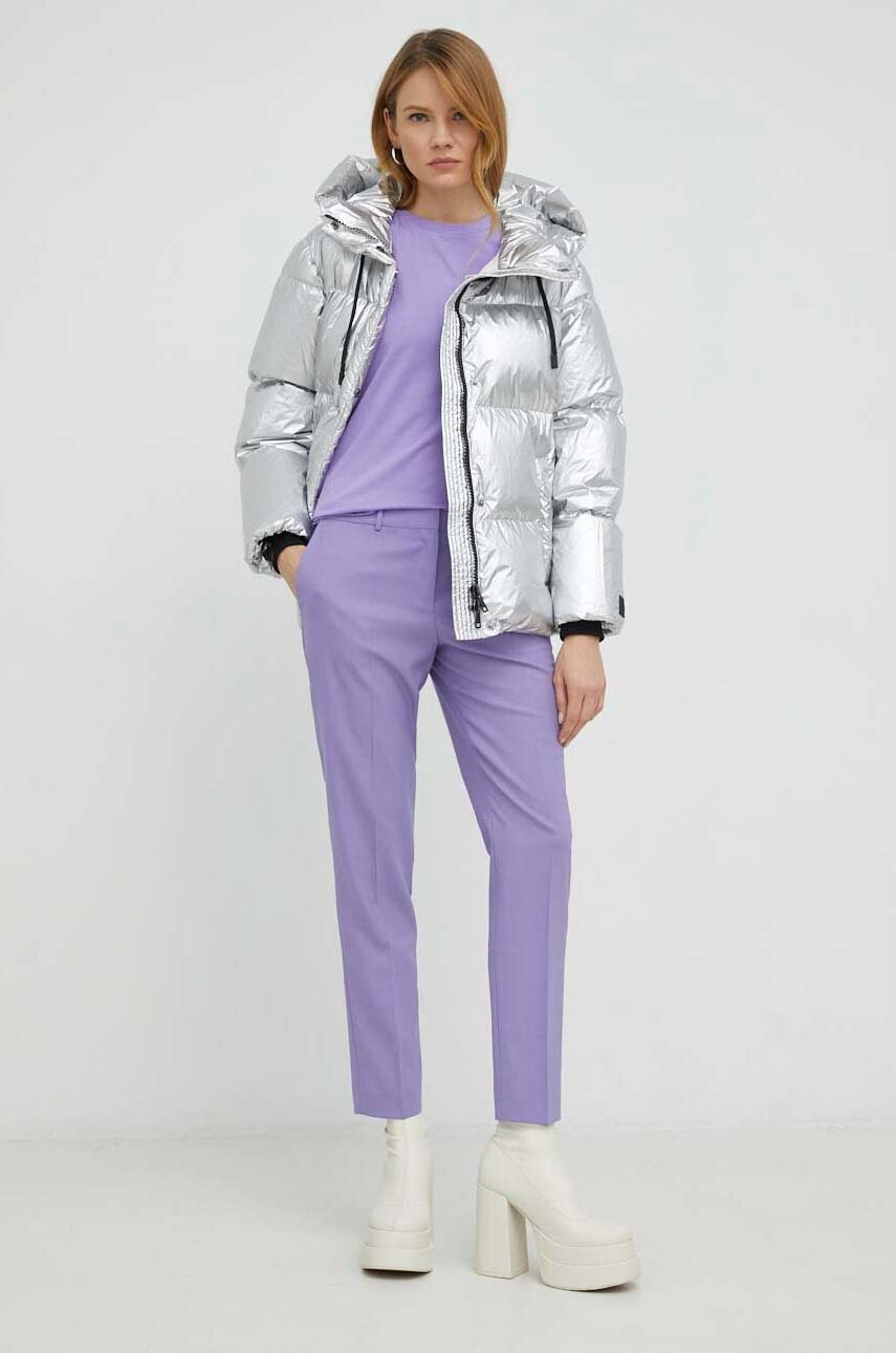 Weekend Max Mara Пухено яке в сребристо зимен модел - Pepit.bg