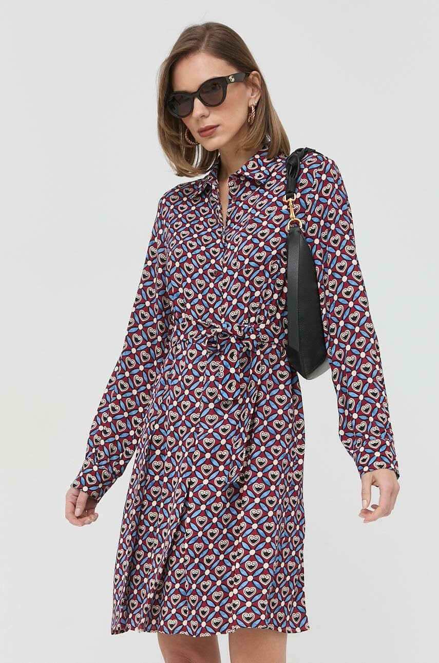 Weekend Max Mara Рокля в бордо къса разкроен модел - Pepit.bg