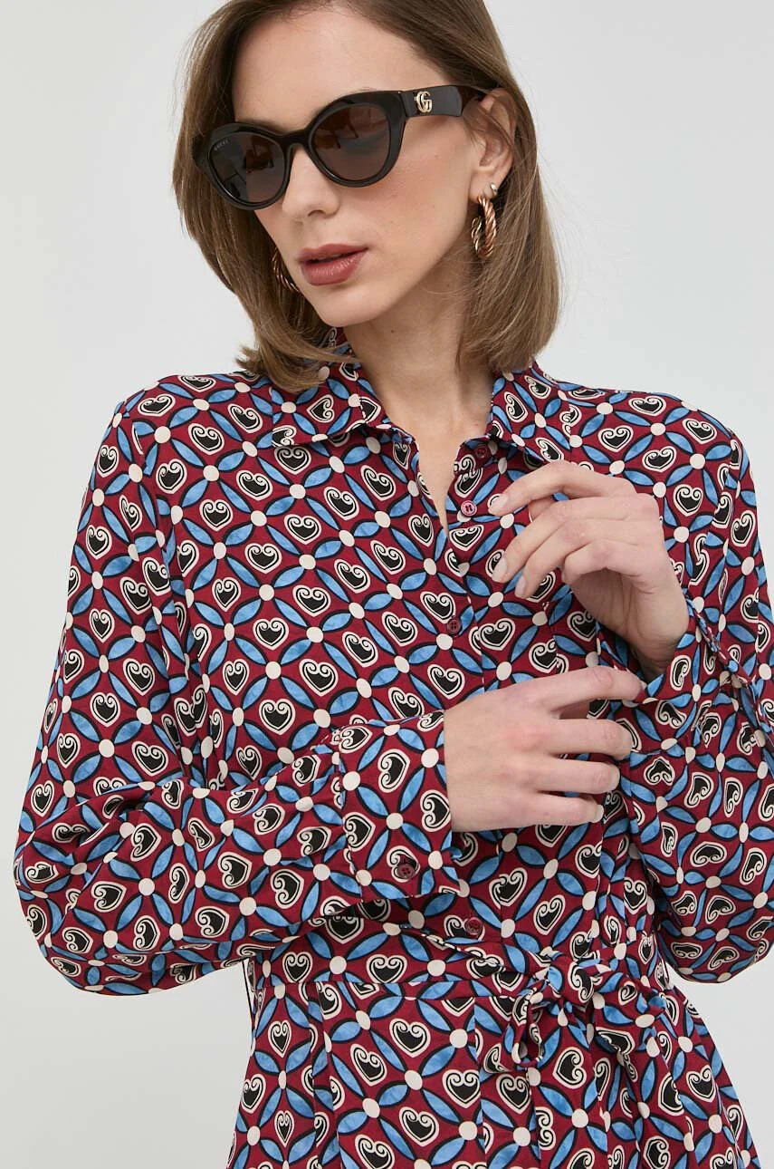 Weekend Max Mara Рокля в бордо къса разкроен модел - Pepit.bg