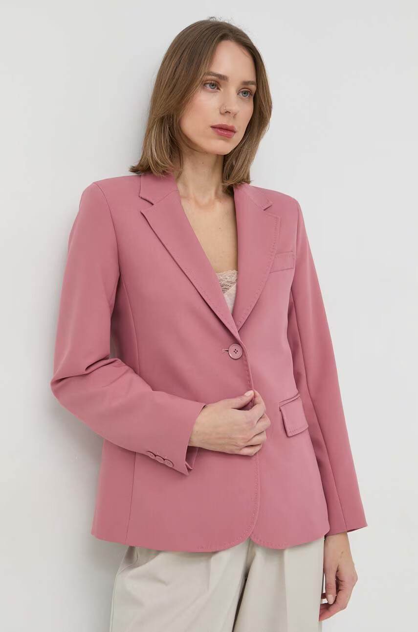 Weekend Max Mara Сако в розово с едно копче с изчистен дизайн - Pepit.bg
