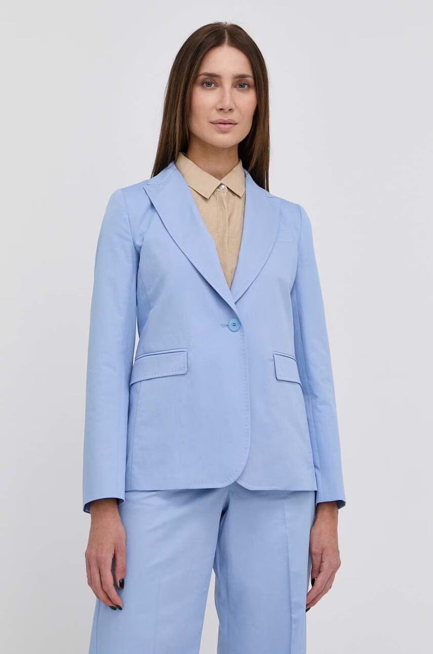 Weekend Max Mara Сако с лен в бежово с едно копче с изчистен дизайн - Pepit.bg