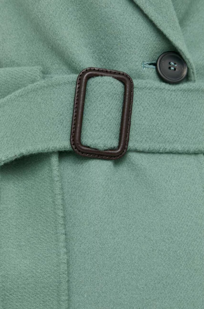 Weekend Max Mara Вълнено палто в зелено преходен модел с двуредно закопчаване - Pepit.bg
