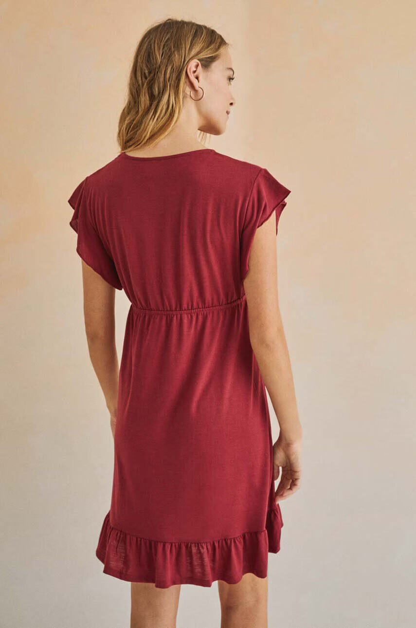 women'secret Рокля EASY FIT в бордо къс модел с уголемена кройка 5545132 - Pepit.bg