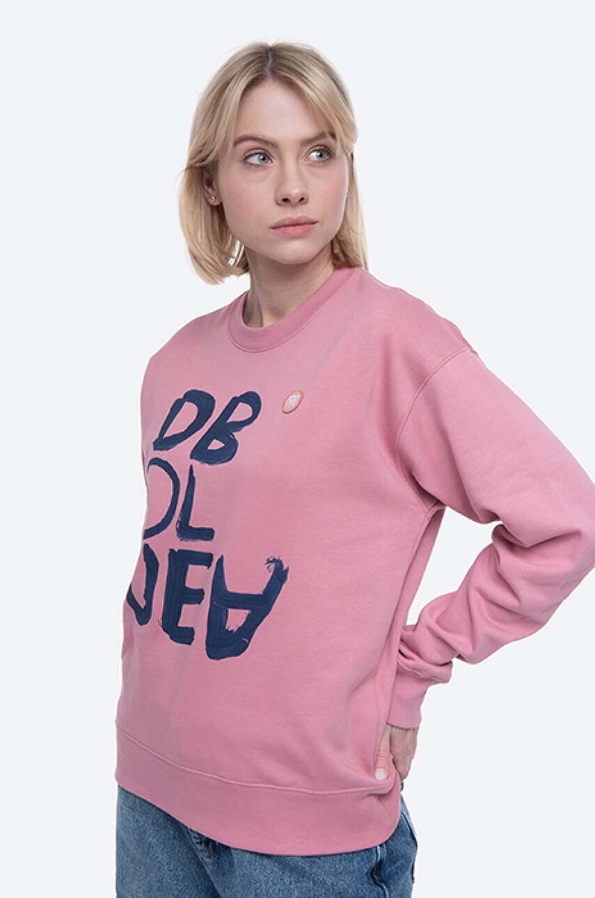 Wood Wood Памучен суичър Jess Sweatshirt 10112402-2424 Rose в розово с принт - Pepit.bg