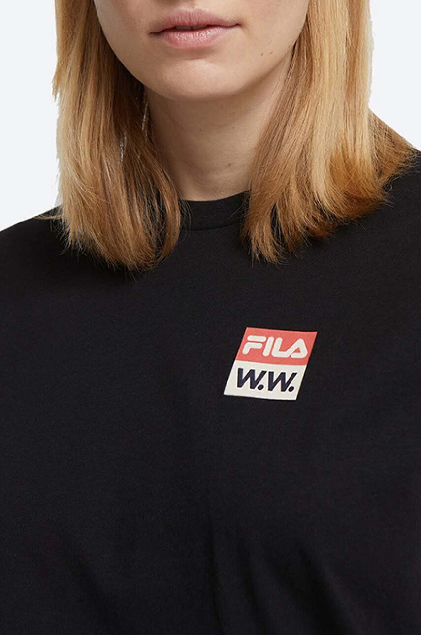 Wood Wood Памучна тениска Steffi T-Shirt x Fila в черно - Pepit.bg